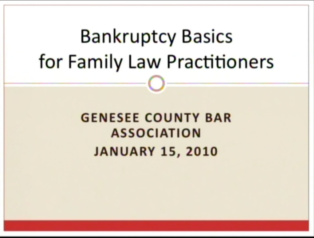 Bankruptcy and Family Law Seminar